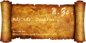 Máté Zsaklin névjegykártya