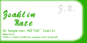 zsaklin mate business card